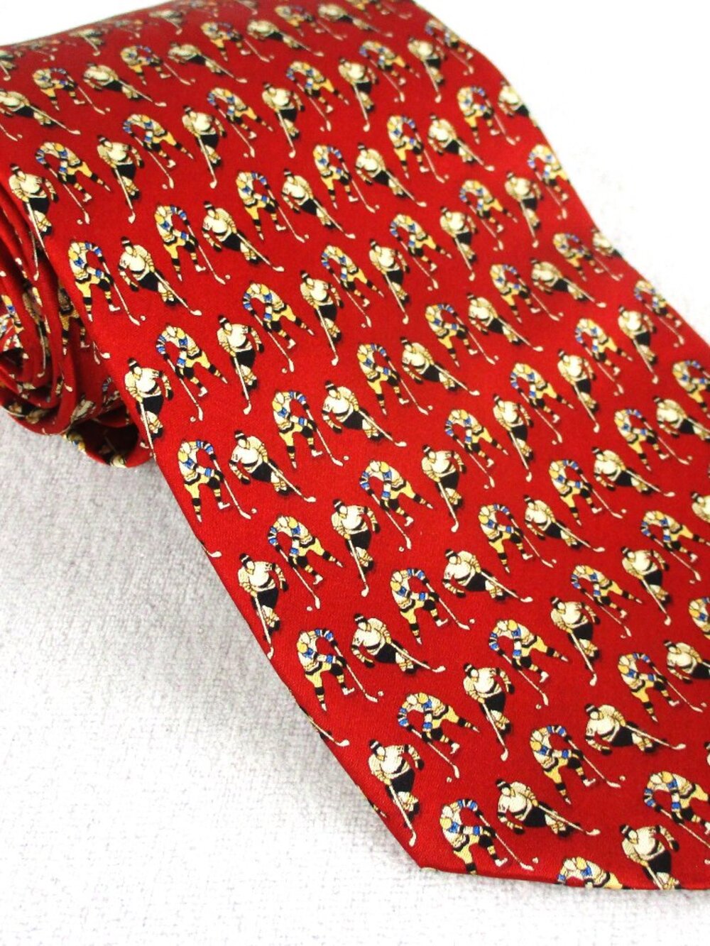 Hockey Player Tie Vintage 1990s 100% Silk